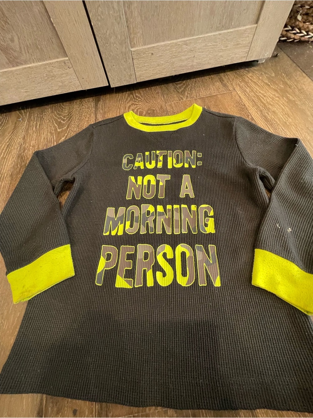 Crazy 8 Boys Black and Neon Yellow 'Not a Morning Person' Pajama Top